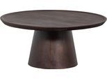 Couchtisch WOOOD "Coffee A Gogo mit Massivmangoholz und bauchigem Standfuß Ø 90 x 40 cm", walnuss, B:90cm H:40cm T:90cm, Tische, Couchtisch, Tischblattdicke 4 cm, umlaufender Randerhöhung, Tragkraft 15 kg