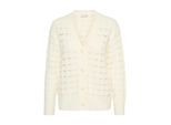 Strickjacke KAFFE "Strickjacke KAelena", Damen, Gr. XS, weiß (chalk), Obermaterial: 50% Baumwolle CO. 50% Polyacryl PAN., Strickjacken Strickjacke