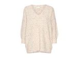 Strickpullover KAFFE "Strickpullover KApaige", Damen, Gr. L, beige (créme brûlée melange multi dot), Obermaterial: 64% Polyacryl PAN. 21% Polyester PES. 15% Baumwolle CO., Pullover Strickpullover