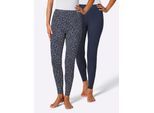 Leggings, Damen, Gr. 24/25, Kurzgrößen, blau (marine), 95% Baumwolle, 5% Elasthan, unifarben, Hosen Leggings