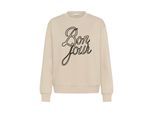 Sweatshirt KAFFE "Sweatshirt KAberta", Damen, Gr. M, beige (feather gray melange), Obermaterial: 65% Baumwolle CO. 35% Polyester PES., Sweatshirts Sweatshirt