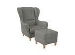 Supellex Sofia Ohrensessel mit Hocker Design Kunstleder Milano Grau?