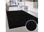 Hochflor-Teppich CARPET CITY "Shaggi uni 500" Gr. 1, schwarz, B:60cm H:30mm L:110cm, Kunstfaser, Teppiche, Läufer, Shaggy, Uni, Langflor, weich, Wohnzimmer, Schlafzimmer, Kinder