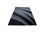 Ayyildiz , Schwarz , Textil , Wellen , rechteckig , 160x230 cm , Oeko-Tex® Standard 100 , für Fußbodenheizung geeignet, schmutzabweisend, für Hausstauballergiker geeignet, lichtunempfindlich, antistatisch, pflegeleicht, strapazierfähig, leicht zusammenrollbar , Teppiche & Böden, Teppiche, Webteppiche
