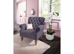 Sessel HOME AFFAIRE "Lord", lila, B:86cm H:93cm T:84cm, Luxus-Microfaser Lederoptik (100% Polyester);Struktur fein (100% Polyester), Sessel, Sessel, mit echter Chesterfield-Knopfheftung und Ziernägeln