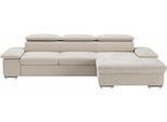 Ecksofa SIT & MORE "Valantine L-Form, B: 286 cm", beige (nature), B:286cm H:73cm T:174cm, 100% Polyester, Sofas, Ecksofa, mit Arm- & Kopfteilverstellung, optional mit Bettfunktion
