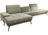 Recamiere DIE PLANBAR "MP-IN20126 L-Form mit Federkern-Polsterung", grün, B:328cm H:82cm T:190cm, 100% Polyester, Sofas, Recamiere, mit Kopfteilverstellung, optional Sitztiefen- & Armteilverstellung