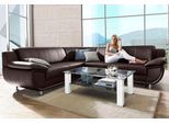 Ecksofa TRENDMANUFAKTUR "Rondo wahlweise mit Schlaffunktion, bequeme Armlehnen", braun, B:267cm H:85cm T:247cm, Microfaser PRIMABELLE (100% Polyester);Kunstleder SOFTLUX;Struktur (54% Polyacryl, 46% Polyester);NaturLEDER (echtes Rindsleder) in Sitz und Rücken, Korpus Kunstleder SOFTLUX, Sofas, Ecksofa, L-Form, wahlw.mit Federkern, Füße chromfarben, Unser Dauertiefpreis