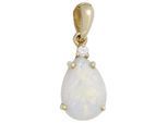 Kettenanhänger JOBO "Anhänger Tropfen 13,8 mm", gold (gelbgold 585, weiß), Schmuckanhänger, Damen, SI = kleine Einschlüsse, Diamanten Gelbgold 585, Diamanten, Gelbgold 585, Kettenanhänger, 14 Karat 585 Gold mit 1 Diamant und Opal