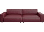 Big-Sofa MUSTERRING "LUCIA Mega Sofa, hoher Sitzkomfort, Breite 252cm, Kontrastnaht", rot (cherry puro), B:252cm H:81cm T:124cm, Flachgewebe FLORIS (100% Polyester);Flachgewebe VALMONT (60% Baumwolle/ 40% Leinen);Microfaser CRONA (100% Polyester), Sofas, Big-Sofa, in vielen Qualitäten und 4 unterschiedlichen Nähten, 2,5-Sitzer