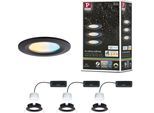 PAULMANN LED Einbauleuchte "LED Einbauleuchte Nova Coin IP44 rund 78mm", schwarz, 3, Ø 7,8cm, 3 Stk., Leuchten, Memoryfunktion, Farbwechsler, Farbsteuerung, Dimmer, Smart Home
