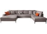 Ecksofa TRENDS BY HG "Summer", grau, B:360cm H:86cm T:196cm, Sofas, Ecksofa, in Cord-Stoff mit Metallfuß