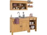 Pantryküche HOME AFFAIRE "Oslo", beige (küche: natur, korpus: natur gebeizt, gewachst, arbeitsplatte: natur gebeizt, gewachst), B:150cm T:50cm, Komplettküchen-Sets, Breite 150 cm, ohne E-Geräte