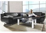Ecksofa TRENDMANUFAKTUR "Rondo wahlweise mit Schlaffunktion, bequeme Armlehnen", schwarz, B:267cm H:85cm T:247cm, Microfaser PRIMABELLE (100% Polyester);Kunstleder SOFTLUX;Struktur (54% Polyacryl, 46% Polyester);NaturLEDER (echtes Rindsleder) in Sitz und Rücken, Korpus Kunstleder SOFTLUX, Sofas, Ecksofa, L-Form, wahlw.mit Federkern, Füße chromfarben, Unser Dauertiefpreis