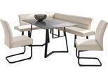 Eckbankgruppe JOCKENHÖFER GRUPPE "Tisch, Bank und 2 Stühle, Taschenfederkern", tisch schwarz, bank beige, stühle beige, Microfaser, langer Schenkel rechts, BxT Eckbank: 219x178cm, Polyester, Sitzmöbel-Sets, Eckbankgruppe, Tisch (140x90cm) schwarz, Bank und Stühle anthrazit oder beige
