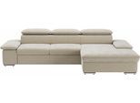 Ecksofa SIT & MORE "Valantine L-Form, B: 286 cm", beige (nature), B:286cm H:73cm T:174cm, 100% Polyester, Sofas, Ecksofa, mit Arm- & Kopfteilverstellung, optional mit Bettfunktion
