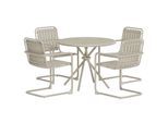 Garten-Essgruppe VENTURE HOME "Chios, runde Essgruppe für 4 Personen, Aluminium + Sicherheitsglas", beige (beige, beige, beige), B:51,5cm H:83cm T:59cm, Sitzmöbel-Sets, Garten-Essgruppe, Outdoorset, beige, wetterfest, transparente Tischplatte, modern