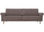 3-Sitzer "CR.450, Designsofa, Loungesofa", beige (beigegrau 534, 26), B:208cm H:85cm T:95cm, NaturLEDER OSKAR (echtes Rindsleder);Chenille COCO (72% Polyester 15% Baumwolle 13% Polyacryl), CREATION BY ROLF BENZ, Sofas, modern Landhaus, Breite 208 cm, Füße in Nussbaum