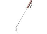 Grillbesteck-Set GEFU "Wendehaken SPARO, Edelstahlhaken", braun (silberfarben), Edelstahl, Holz, Grillbesteck-Sets, 2-in-1-Fuktion, Aufhängeschlaufe, ergonomischer Walnussgriff
