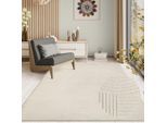 Teppich THE CARPET "Rio", beige (creme), B:80cm H:8mm L:150cm, Polyester, Teppiche, Teppich, weicher Wohnzimmer Teppich rutschfest 3D-Optik