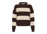 Sweatshirt KAFFE "Sweatshirt KAcomo", Damen, Gr. S, braun (seal braun, turtledove stripe), Obermaterial: 65% Baumwolle CO. 35% Polyester PES., Sweatshirts Sweatshirt