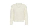 Strickpullover KAFFE "Strickpullover KAmetta", Damen, Gr. L, weiß (chalk), Obermaterial: 50% Baumwolle CO. 50% Polyacryl PAN., Pullover Strickpullover