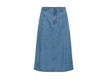 Midirock KAFFE "Rock KAvalena", Damen, Gr. 34, blau (blau denim), Obermaterial: 100% Baumwolle CO., Röcke