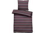 Bettwäsche APELT "Geo", lila (aubergine), B/L: 135cm x 200cm, 1 Stk., 1 Stk., Satin (Bio-Baumwolle), B/L: 80cm x 80cm, 2 Stk., Satin (Bio-Baumwolle), Obermaterial: 100% Baumwolle, Bettwäsche, Bettwäsche, Streifenbettwäsche