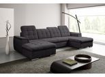Wohnlandschaft WERK2 "Napoli zeitlos, elegant, bequem, Breite 330cm, U-Form", anthrazit, B:330cm H:106cm T:174cm, 100% Polyester, Sofas, Wohnlandschaft, verstellbare Kopfteile, mit Schlaffunktion und Bettkasten