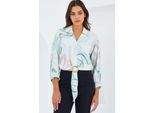 Geprinte Crop Shirt met Pompom Detail