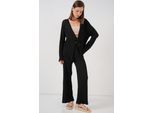 Gestructureerde V-hals Langwerpige Top & Flared Broek Twee-delige Set