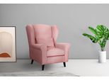 Sessel HOME AFFAIRE "Ohrensessel CHISTELLE, wahlweise mit Polsterhocker", rosa, B:81cm H:99cm T:87cm, 100% Polyester, Sessel, Sessel, mit Wellenunterfederung, Maße: B/T/H: 81/87/99 cm