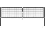 Zaundoppeltür ALBERTS "Flexo Plus", grau (anthrazit), B:400cm H:100cm, Stahl, Tore, Zaundoppeltür, anthrazit, verschiedene Abmessungen