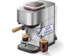 PHILIPS BARISTINA Espressomaschine "Plus in Edelstahl BAR500/00 mit Mahlwerk für ganze Bohnen", silber (edelstahl), 1, Kaffeemaschinen, Iced Coffee Funktion, 16 bar Pumpendruck, Edelstahl/Eschenholz, Espressomaschine