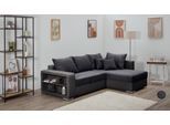 Ecksofa COLLECTION AB "John L-Form, B: 226 cm", grau (anthrazit), B:226cm H:80cm T:160cm, 100%Polyester, Sofas, Ecksofa, Bettfunktion, Bettkasten, Regalelement & 2 Zierkissen