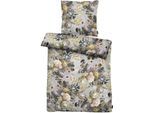 Bettwäsche APELT "Giorgia", rosa (grau, rose), B/L: 155cm x 220cm, 1 Stk., 1 Stk., Satin (Bio-Baumwolle), B/L: 80cm x 80cm, 2 Stk., Satin (Bio-Baumwolle), Obermaterial: 100% Baumwolle, Bettwäsche, Bettwäsche, modisches Blütenallover
