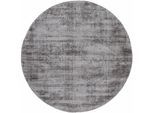 Teppich CARPETFINE "Ava Viskoseteppich", grau (hellgrau), H:13mm Ø:80cm, Viskose, Teppiche, Teppich, Seidenoptik, leichter Glanz, Wohnzimmer