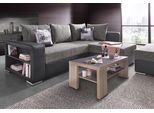 Ecksofa COLLECTION AB "John L-Form, B: 226 cm", schwarz (schwarz, grau), B:226cm H:85cm T:160cm, Zierkissen: 100% Polyester;Struktur (100% Polyester);Kunstleder SOFTLUX / Struktur (80% Polyester; 20% Polyacryl);Microfaser PRIMABELLE (100% Polyester) / Struktur (100% Polyester), Sofas, Ecksofa, Bettfunktion, Bettkasten, Regalelement & 2 Zierkissen, Federkern
