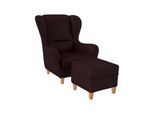 Supellex Sofia Ohrensessel mit Hocker Design Kunstleder Milano Weinrot?