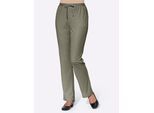 Jerseyhose CLASSIC BASICS, Damen, Gr. 24, Kurzgrößen, grün (khaki), 100% Polyester, unifarben, lang, Hosen Jerseyhose