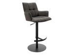 Novel Barhocker, Schwarz, Dunkelgrau, Metall, Textil, Säule, Bodenplatte, 56x100x56 cm, Stoffauswahl, Typenauswahl, Sitzfläche 360° drehbar, Esszimmer, Barmöbel, Barhocker