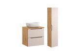 BADMÖBEL 60cm Mallory 2er-Set Beige und Holz