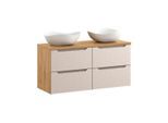 DOPPELWASCHTISCH 120cm Mallory Beige und Holz