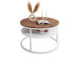 COUCHTISCH CIRI SLIM mit Regal Eichenholz Sterling