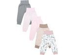 Pumphose TUPTAM "Pumphose Baby Lange Pumphose 5er Pack", Mädchen, Gr. 92, N-Gr, grau (streifen pink beige tiere rosa), Obermaterial: 100% Baumwolle CO., Hosen
