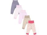Pumphose TUPTAM "Pumphose Baby Lange Pumphose 5er Pack", Mädchen, Gr. 74, N-Gr, pink (grau pink beige streifen herzen streifen), Obermaterial: 100% Baumwolle CO., Hosen