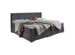 Carryhome Familienboxspringbett , Grau , Holz, Kunststoff , H2 + H3 , 7-Zonen , 240x200 cm , Topper durchgehend, Partnermatratze mit durchgehendem Bezug, Familienbett ,