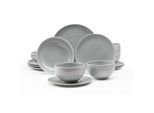 Geschirr-Set SELTMANN WEIDEN "Starter-Set Amina 16er Set", grau (silbergrau), 16, Porzellan, Geschirr-Sets, Geschirr-Set, Spülmaschinenfest, Mikrowellensicher, Ofenfest