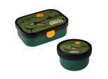 Lunchbox MEPAL "Obst- und Bentobox Dino Campus 300 & 750 ml dunkelgrün", grün (dunkelgrün), B:2cm H:2cm L:2cm, Kunststoff, Lebensmittelaufbewahrungsbehälter, Lunchbox
