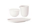 Milch- und Zuckerset VILLEROY & BOCH "Milch- und Zucker-Set Afina weiß", weiß, 3, Porzellan, Geschirr-Sets, Spülmaschinengeeignet, Mikrowellenfest